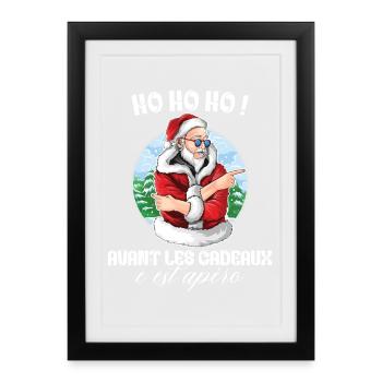 Apéro Cadeaux Pull Moche De Noël Famille Noel - Affiche encadrée (27 × 37 cm) - noir - Devant