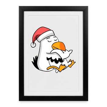 Mouette de la mer du Nord Noël - Affiche encadrée (27 × 37 cm) - noir - Devant