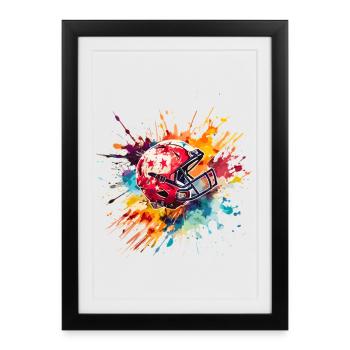 American Football Helmet Splash Color Explosion - Framed poster (27 × 37 cm) - black - Front