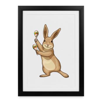 Bunny Musician Rattle Music - Affiche encadrée (27 × 37 cm) - noir - Devant