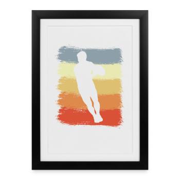Joueur de rugby Look Vintage - Affiche encadrée (27 × 37 cm) - noir - Devant