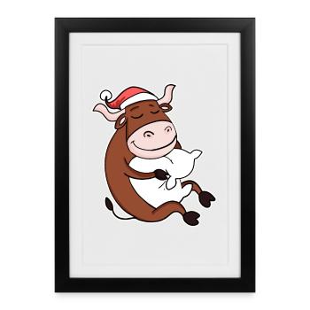 Boeuf Mignon Fatigué Noël - Affiche encadrée (27 × 37 cm) - noir - Devant