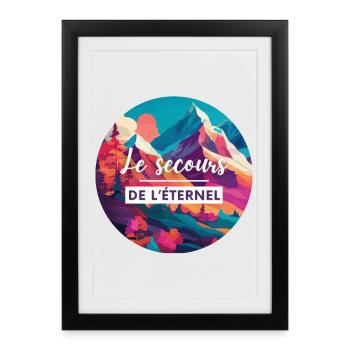 Psaumes 121 | Verset de la Bible | Chrétien - Affiche encadrée (27 × 37 cm) - noir - Devant