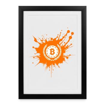 Bitcoin Crypto Cryptocurrency Splash - Affiche encadrée (27 × 37 cm) - noir - Devant