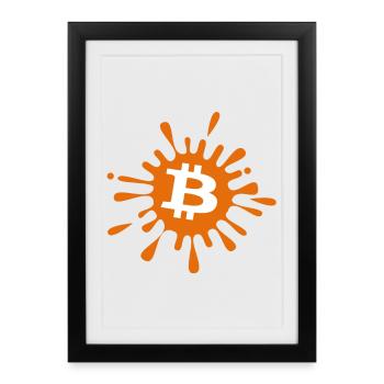 Bitcoin Crypto Cryptocurrency Splash - Affiche encadrée (27 × 37 cm) - noir - Devant