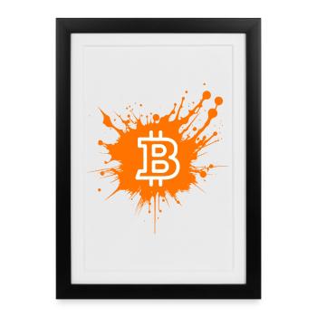 Bitcoin Crypto Cryptocurrency Splash - Affiche encadrée (27 × 37 cm) - noir - Devant