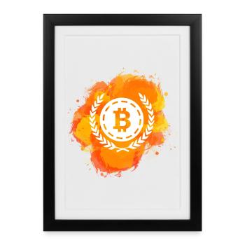 Bitcoin Crypto Cryptocurrency Splash - Affiche encadrée (27 × 37 cm) - noir - Devant