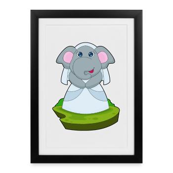 Elephant Bridal Veil Wedding - Framed poster (27 × 37 cm) - black - Front