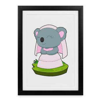 Koala Bridal Veil Wedding - Framed poster (27 × 37 cm) - black - Front