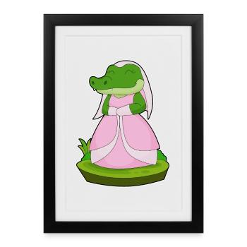 Crocodile voile de mariée mariage - Affiche encadrée (27 × 37 cm) - noir - Devant