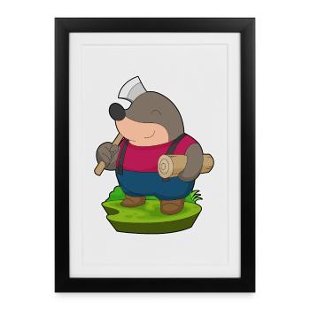 Forêt de la Hache du Bûcheron Taupe - Affiche encadrée (27 × 37 cm) - noir - Devant