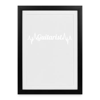 Gitarrist Herzschlag - Gerahmtes Poster (27 × 37 cm) - Schwarz - Vorne