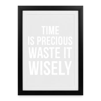 Time is precious funny shirt - Framed poster (27 × 37 cm) - black - Front