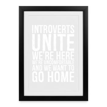 Introverts unite we're here funny shirt - Affiche encadrée (27 × 37 cm) - noir - Devant
