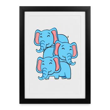 Cute Elephant - Elephant Motif - Framed poster (27 × 37 cm) - black - Front