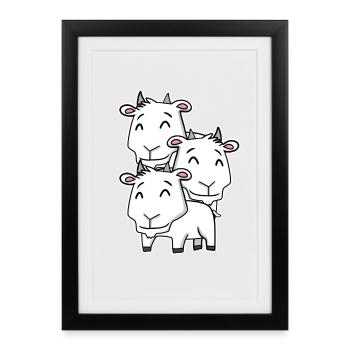 Goat Motif - Framed poster (27 × 37 cm) - black - Front