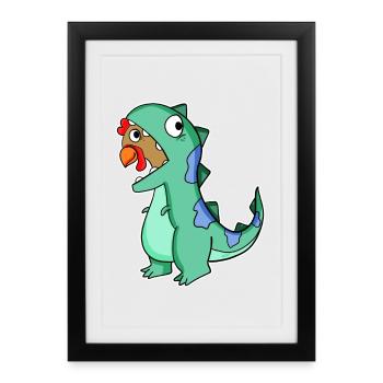 Déguisement de dinosaure poulet - Affiche encadrée (27 × 37 cm) - noir - Devant