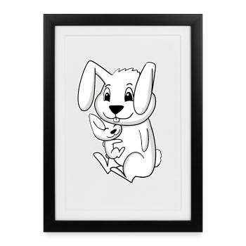 Bunny Family - Bunny with Baby - Framed poster (27 × 37 cm) - black - Front