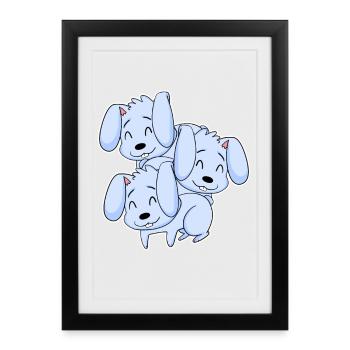 Motif de lapin - Affiche encadrée (27 × 37 cm) - noir - Devant