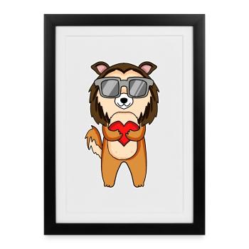 Dog with heart and glasses - Framed poster (27 × 37 cm) - black - Front