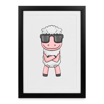 Sheep with glasses - Framed poster (27 × 37 cm) - black - Front