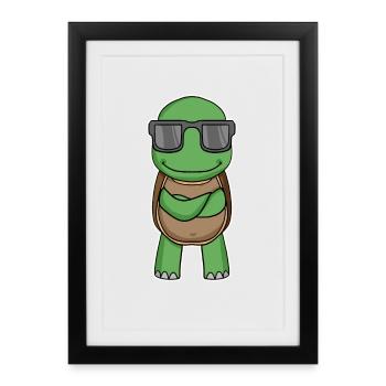 Turtle with glasses - Framed poster (27 × 37 cm) - black - Front