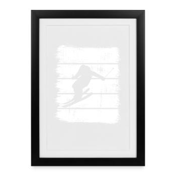 Skier Drawing - Framed poster (27 × 37 cm) - black - Front