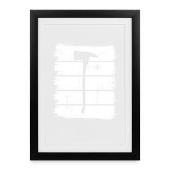 Feuerwehrmann Axt Skizze - Gerahmtes Poster (27 × 37 cm) - Schwarz - Vorne