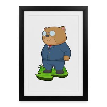 Ours marié costume mariage - Affiche encadrée (27 × 37 cm) - noir - Devant