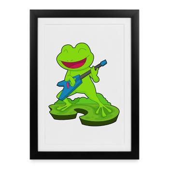 Frog Musician Guitar Music - Framed poster (27 × 37 cm) - black - Front