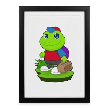 Frog Hiker Bag Hiking - Framed poster (27 × 37 cm) - black - Front