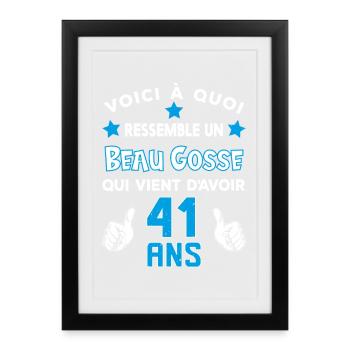 41 ans anniversaire homme cadeau drôle humour - Affiche encadrée (27 × 37 cm) - noir - Devant
