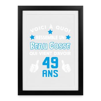 49 ans anniversaire homme cadeau drôle humour - Affiche encadrée (27 × 37 cm) - noir - Devant