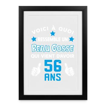 56 ans anniversaire homme cadeau drôle humour - Affiche encadrée (27 × 37 cm) - noir - Devant