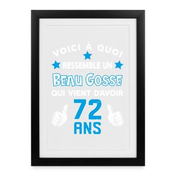 72 ans anniversaire homme cadeau drôle humour - Affiche encadrée (27 × 37 cm) - noir - Devant