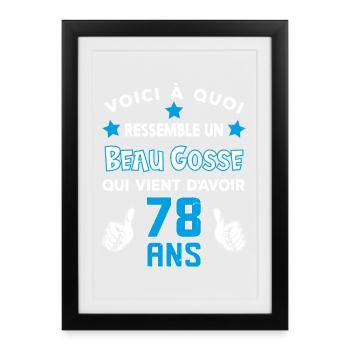 78 ans anniversaire homme cadeau drôle humour - Affiche encadrée (27 × 37 cm) - noir - Devant