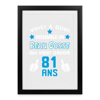 81 ans anniversaire homme cadeau drôle humour - Affiche encadrée (27 × 37 cm) - noir - Devant