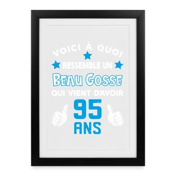 95 ans anniversaire homme cadeau drôle humour - Affiche encadrée (27 × 37 cm) - noir - Devant