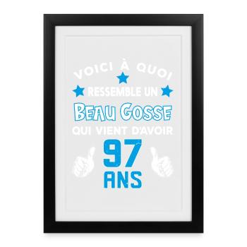97 ans anniversaire homme cadeau drôle humour - Affiche encadrée (27 × 37 cm) - noir - Devant