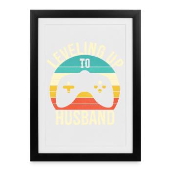 Leveling up to husband - Framed poster (27 × 37 cm) - black - Front