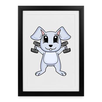 Rabbit Dumbbell Training Strength Training Fitness - Framed poster (27 × 37 cm) - black - Front
