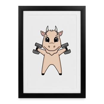 Goat Dumbbell Training Strength Training Fitness - Framed poster (27 × 37 cm) - black - Front