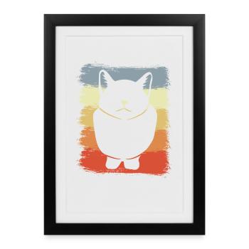 Chat Dessin Vintage Look - Affiche encadrée (27 × 37 cm) - noir - Devant