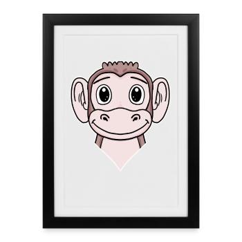 Animal Head, Animal Head, Monkey - Framed poster (27 × 37 cm) - black - Front
