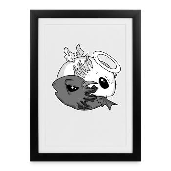 Ying Yan Animal Motif Axolotl - Affiche encadrée (27 × 37 cm) - noir - Devant