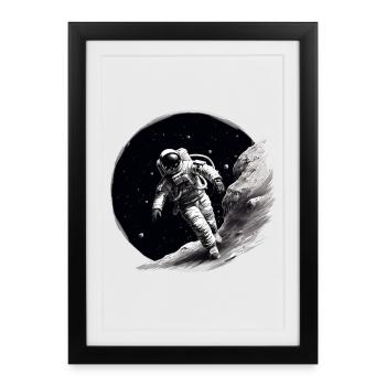 astronaut on the moon - Framed poster (27 × 37 cm) - black - Front