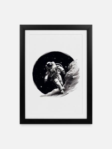 astronaut on the moon - Framed poster (27 × 37 cm) - black