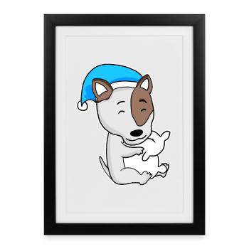 Bull Terrier Sleeping Fatigue Dog Dog Breed - Framed poster (27 × 37 cm) - black - Front