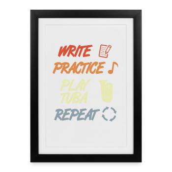 Tuba Motivation - Affiche encadrée (27 × 37 cm) - noir - Devant