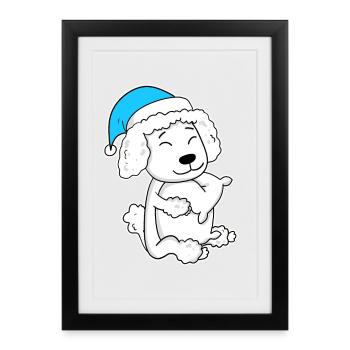 Caniche Dormir Fatigue Chien - Affiche encadrée (27 × 37 cm) - noir - Devant